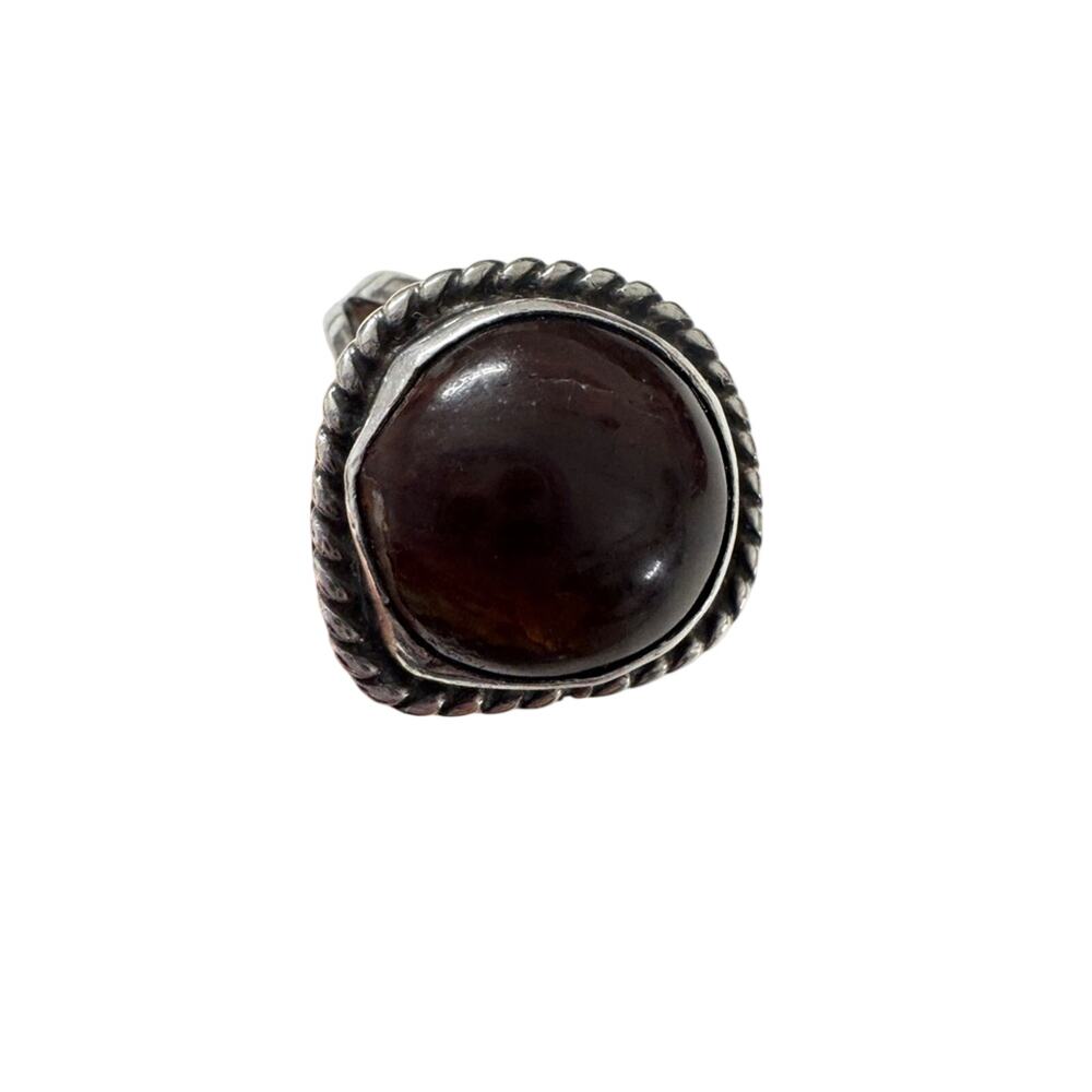 Vintage Sterling Silver 925 Fire Agate Ring Womens 6.5 Brown Natural Stone